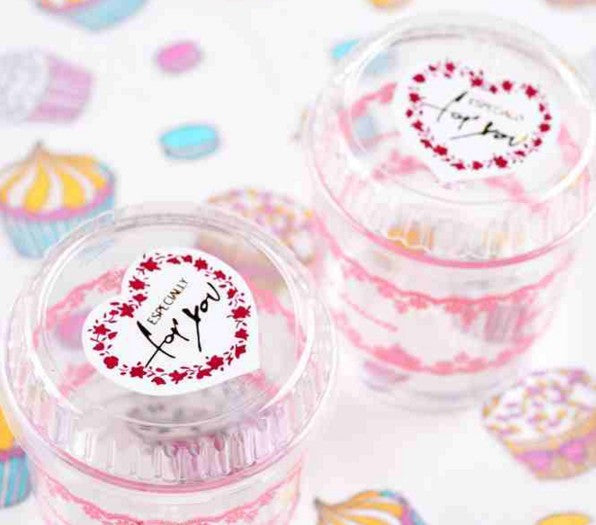 Paper for diy cake gift exquisite sticker FOR YOU heart design label adhesive pink sticker