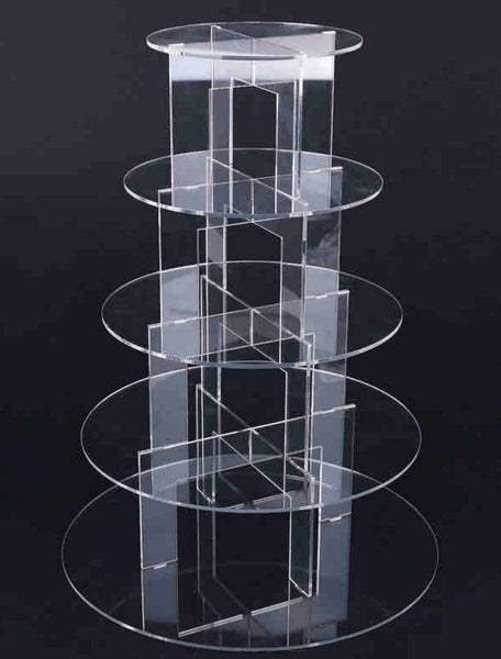Wedding Cake Stand Board Party Birthday Acrylic Round 5 Tiered Cake Plate Clear