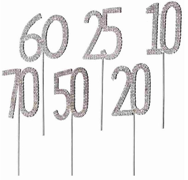 Hot Selling Monogram Wedding Anniversary Birthday Party Decoration Cake Topper Crystal Rhinestone Numbers