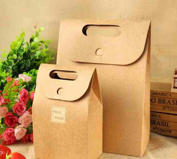 1PC Cookie Packaging Handmade Bakery Packaging Bag Gift Box Kraft Paper Gift Bag for Snack Candy Packaging Bags 10*6*15.5CM