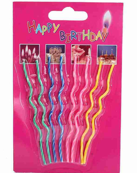 8 Pcs/lot Wedding Party Dessert Decoration Children Gifts Wax Birthday Cake Candles Mix Four Color Long Curve Shape Safe Fames