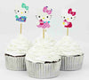 24pcs Sweet Cat Kitty Party Supplies Picks Birthday Wedding Party Decoration Lovely Cut Cat Hello Kitty Cup Cake Topper Pick