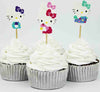 24pcs Sweet Cat Kitty Party Supplies Picks Birthday Wedding Party Decoration Lovely Cut Cat Hello Kitty Cup Cake Topper Pick