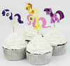 24pcs/lot 6 Designs Cartoon Theme Birthday Party Decorations Kids Evnent Party Favors My little Pony Cupcake Topper Picks